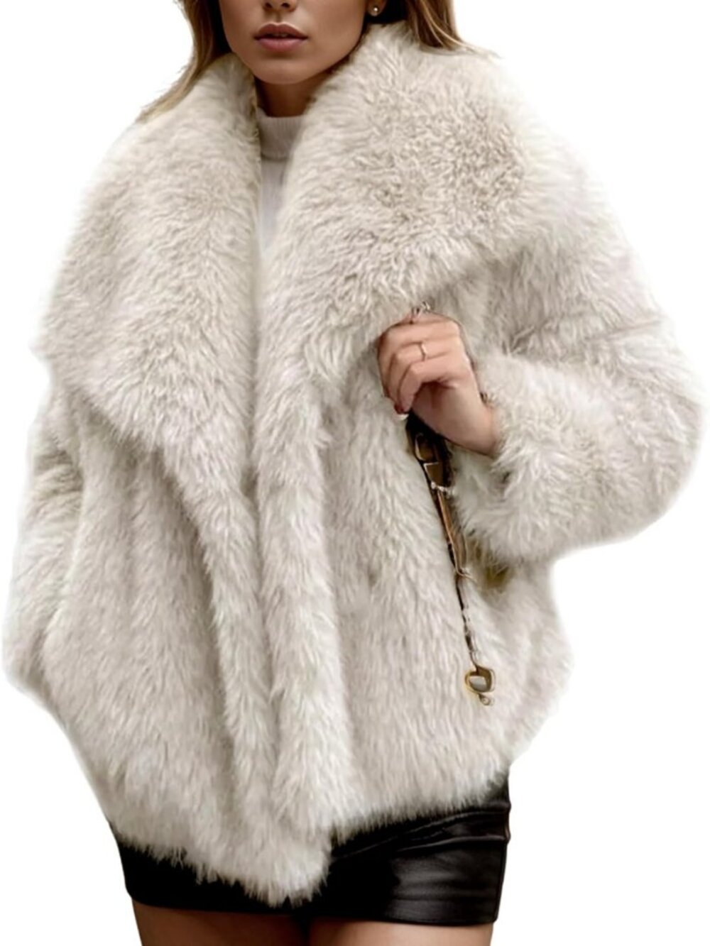 Cozy Women's Faux Fur Coat - Warm Fluffy Winter Jacket for Stylish Comfort